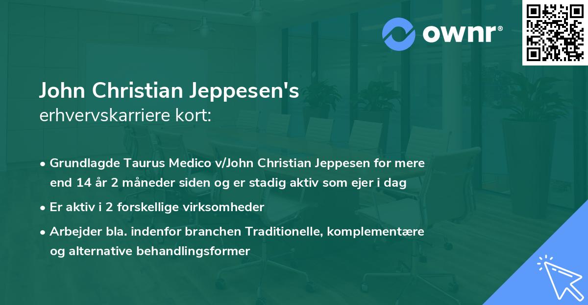 John Christian Jeppesen's erhvervskarriere kort