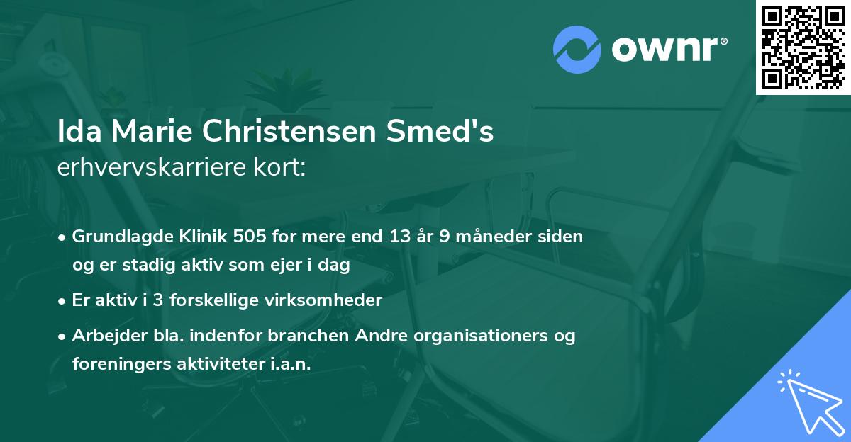 Ida Marie Christensen Smed's erhvervskarriere kort