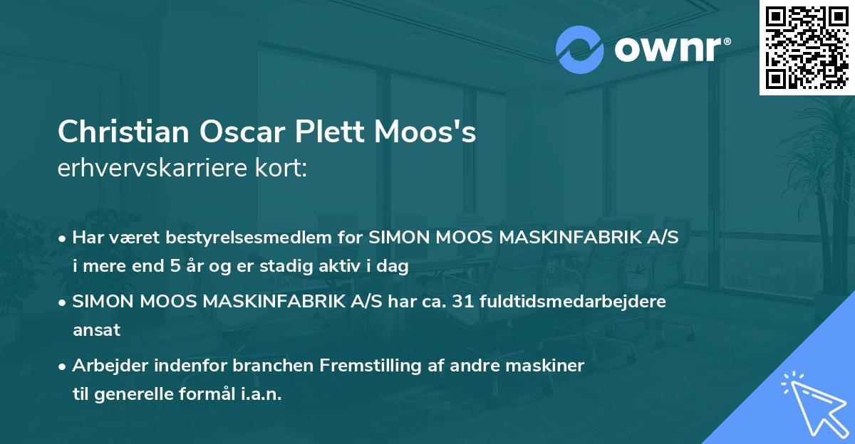 Christian Oscar Plett Moos's erhvervskarriere kort