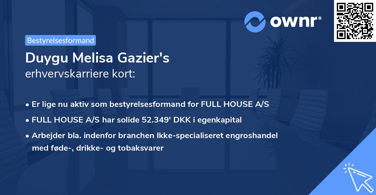 Duygu Melisa Gazier's erhvervskarriere kort