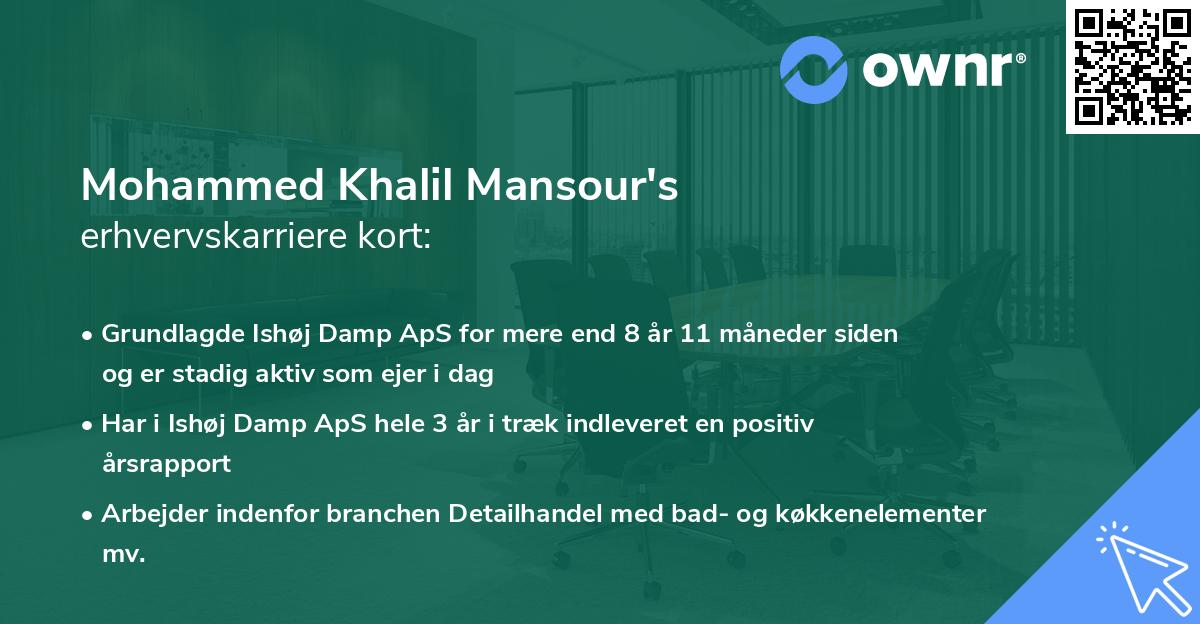 Mohammed Khalil Mansour's erhvervskarriere kort