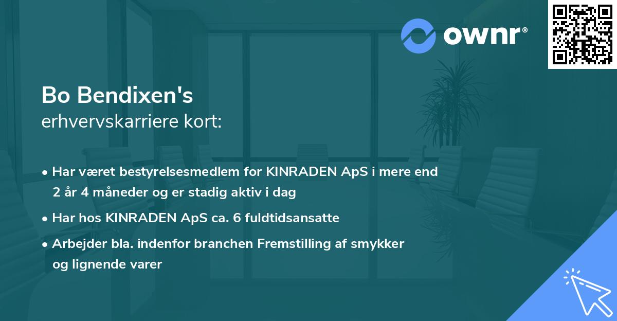 Bo Bendixen's erhvervskarriere kort