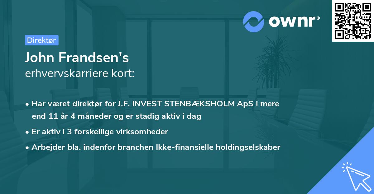 John Frandsen's erhvervskarriere kort