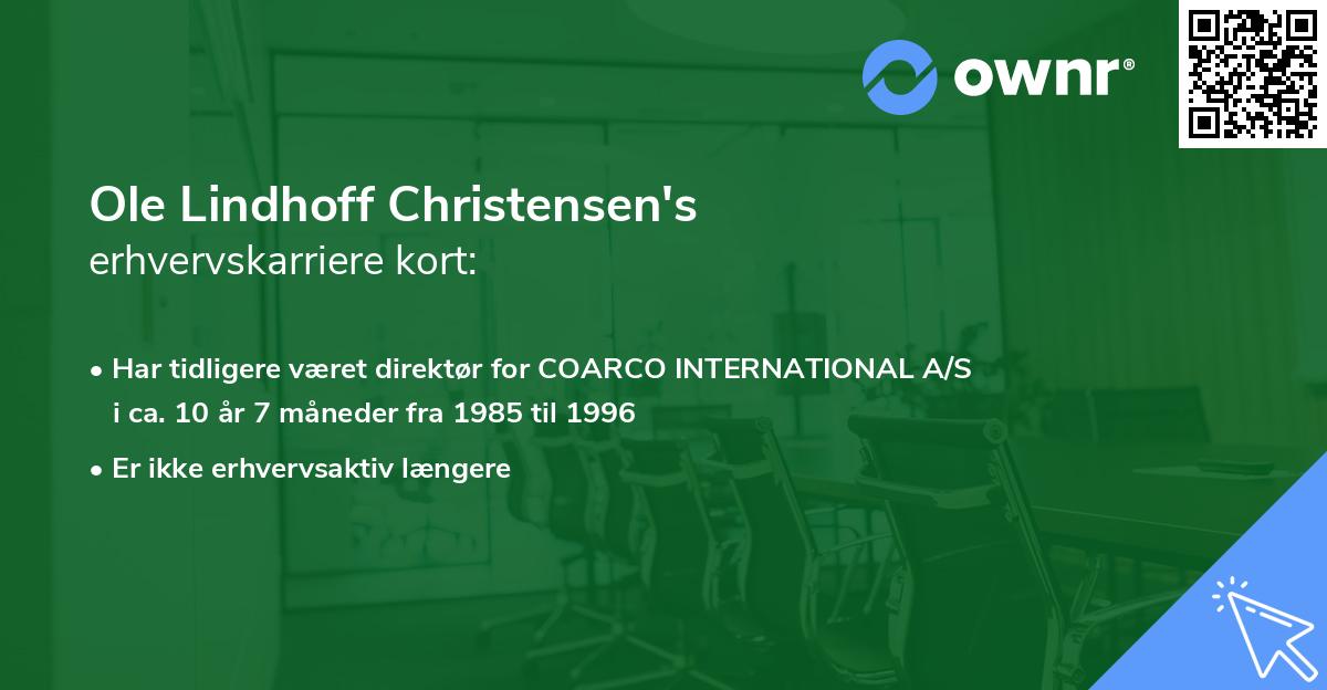 Ole Lindhoff Christensen's erhvervskarriere kort