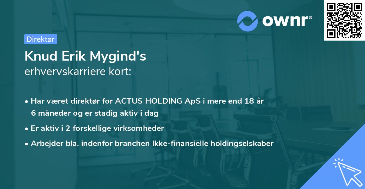 Knud Erik Mygind's erhvervskarriere kort