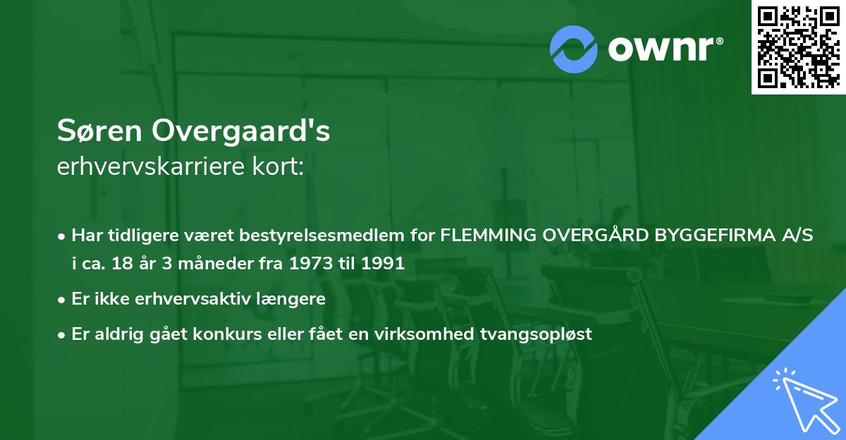 Søren Overgaard's erhvervskarriere kort