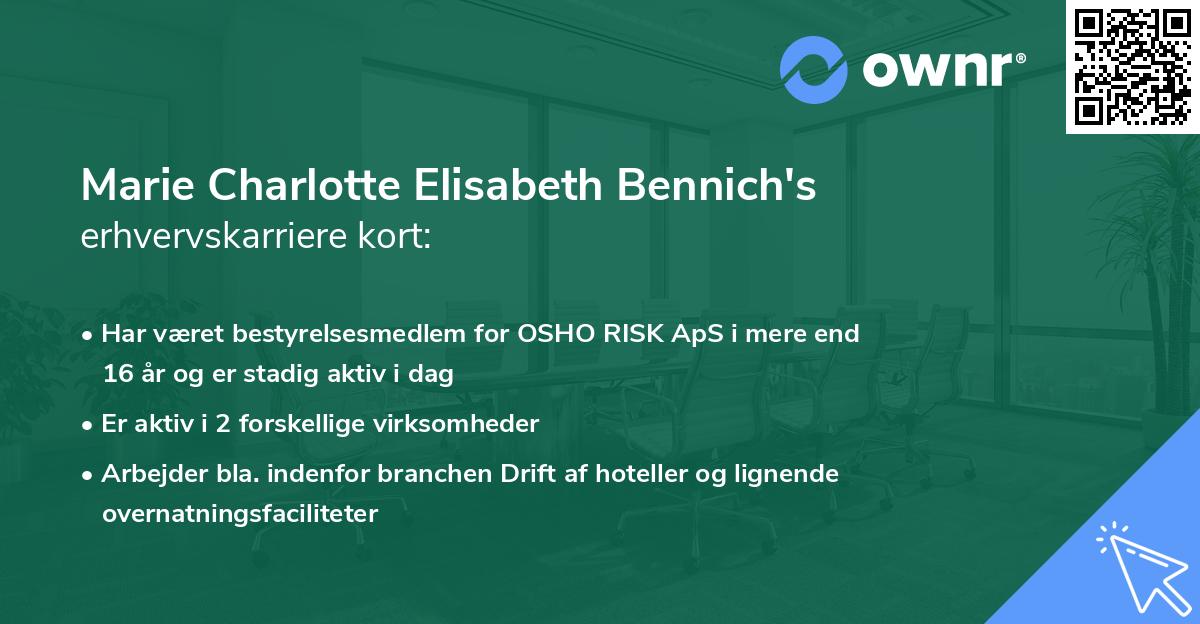 Marie Charlotte Elisabeth Bennich's erhvervskarriere kort