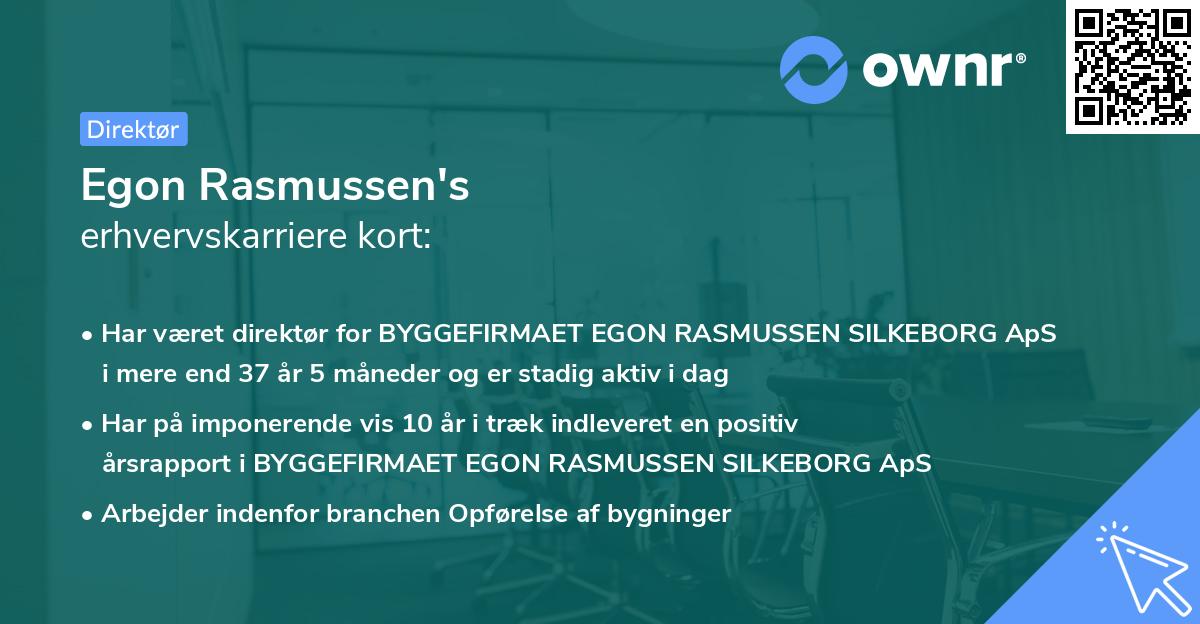 Egon Rasmussen's erhvervskarriere kort