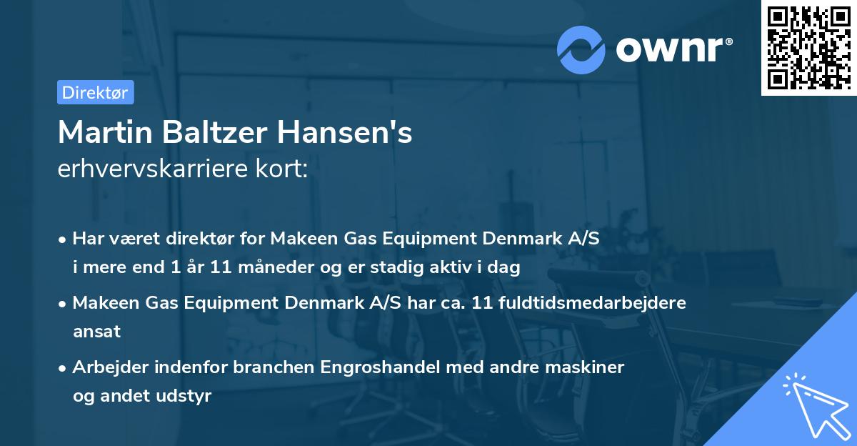 Martin Baltzer Hansen's erhvervskarriere kort