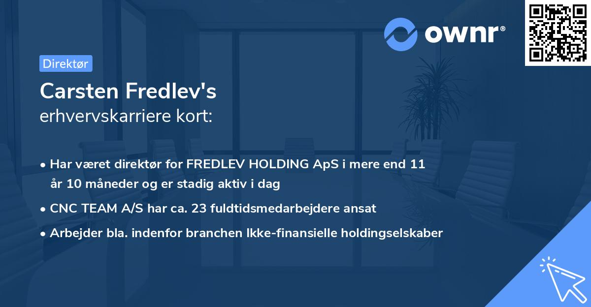 Carsten Fredlev's erhvervskarriere kort