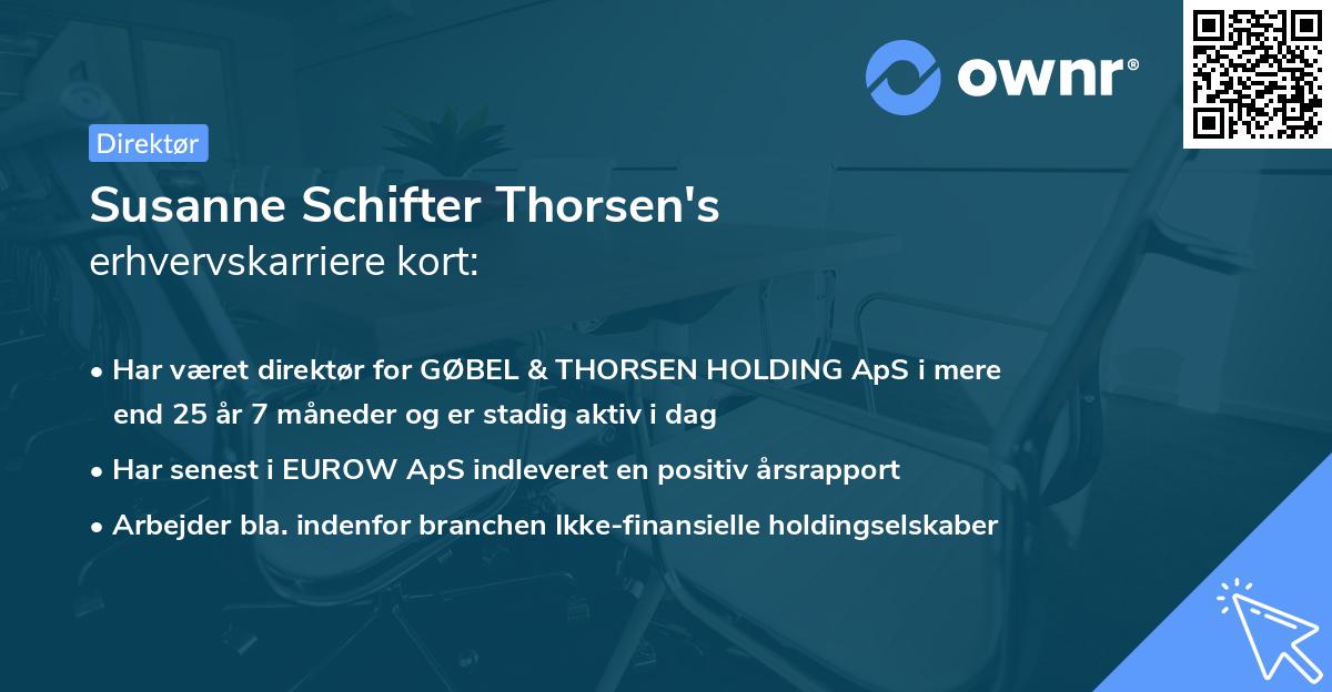 Susanne Schifter Thorsen's erhvervskarriere kort
