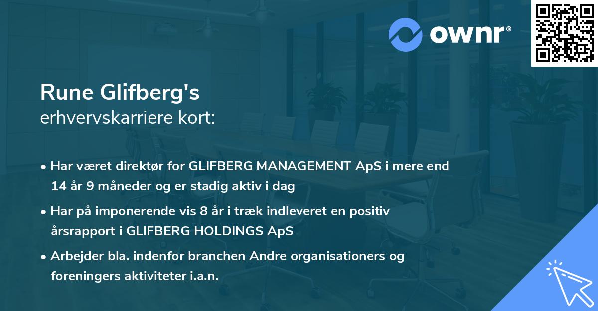 Rune Glifberg's erhvervskarriere kort