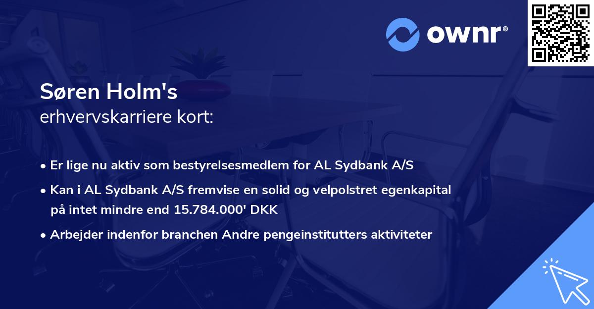 Søren Holm's erhvervskarriere kort