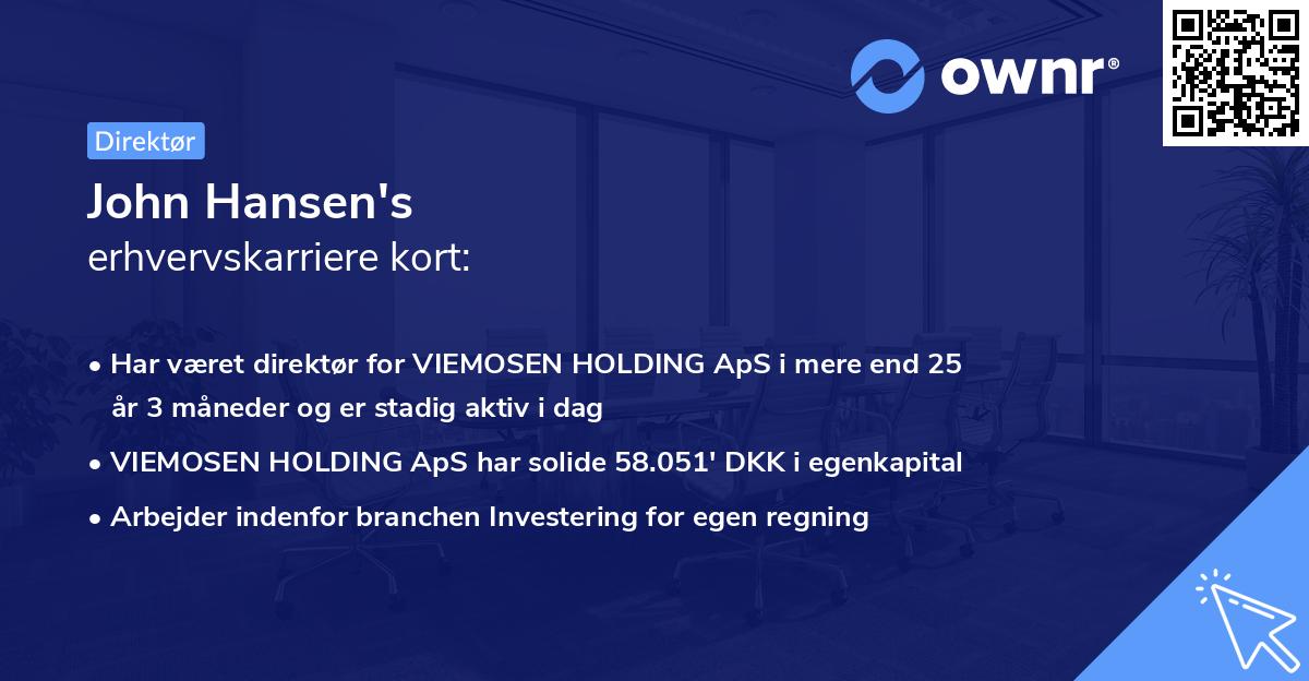 John Hansen's erhvervskarriere kort