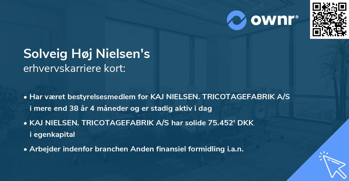 Solveig Høj Nielsen's erhvervskarriere kort
