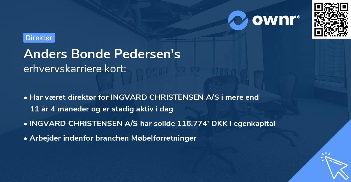 Anders Bonde Pedersen's erhvervskarriere kort