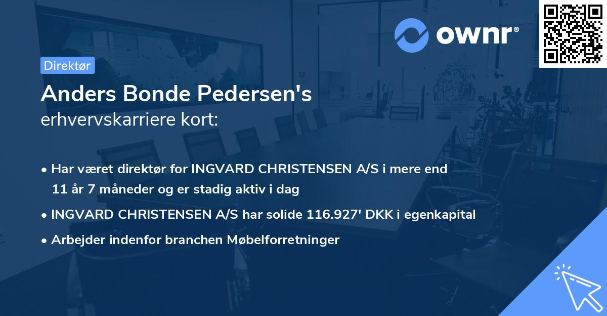 Anders Bonde Pedersen's erhvervskarriere kort