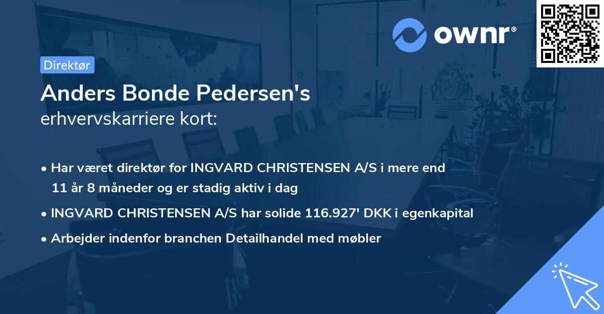 Anders Bonde Pedersen's erhvervskarriere kort