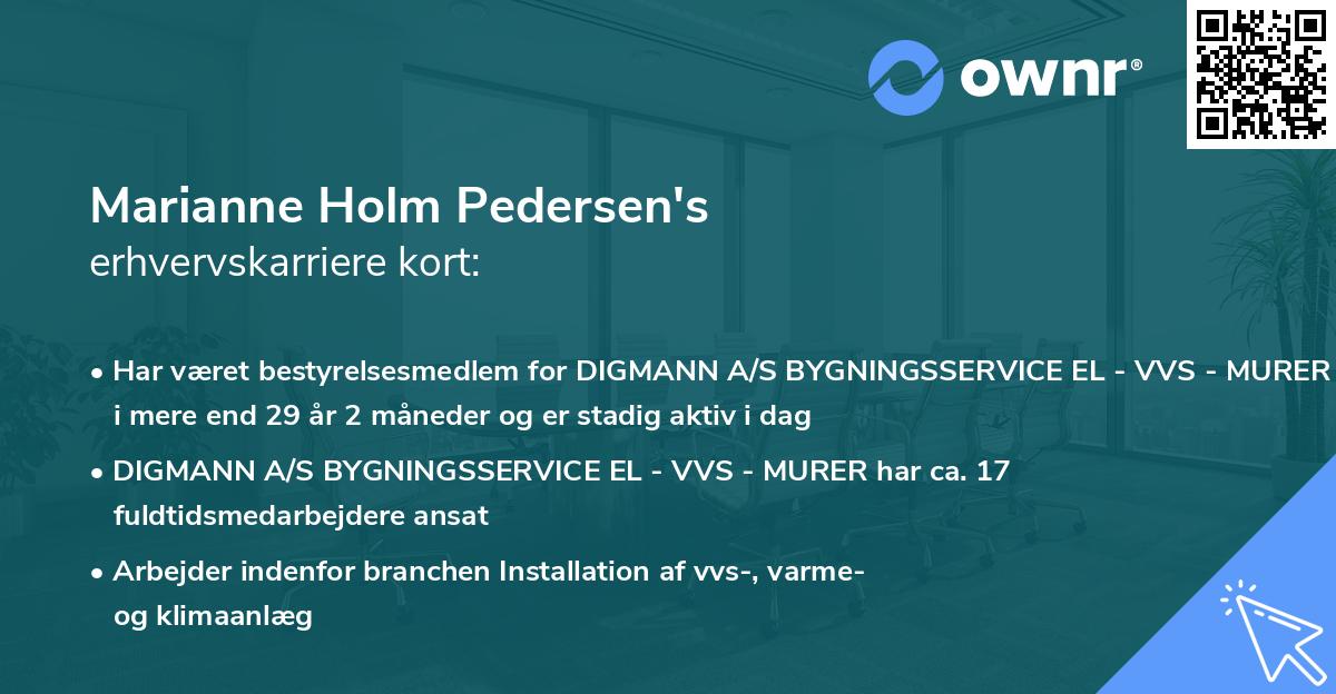 Marianne Holm Pedersen's erhvervskarriere kort