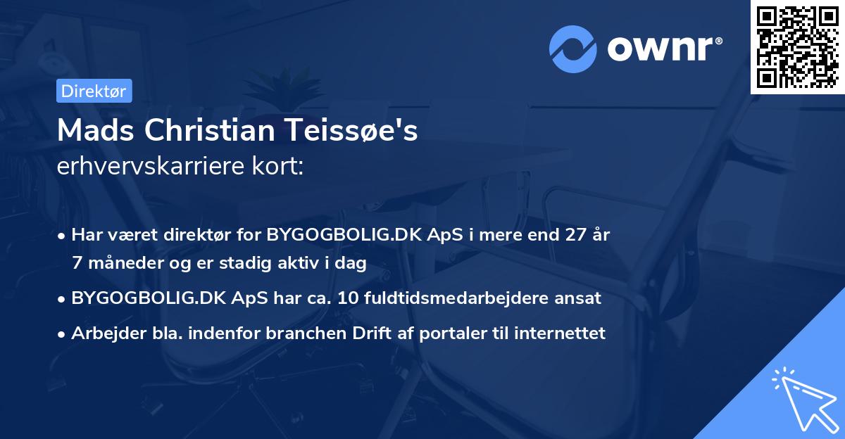 Mads Christian Teissøe's erhvervskarriere kort