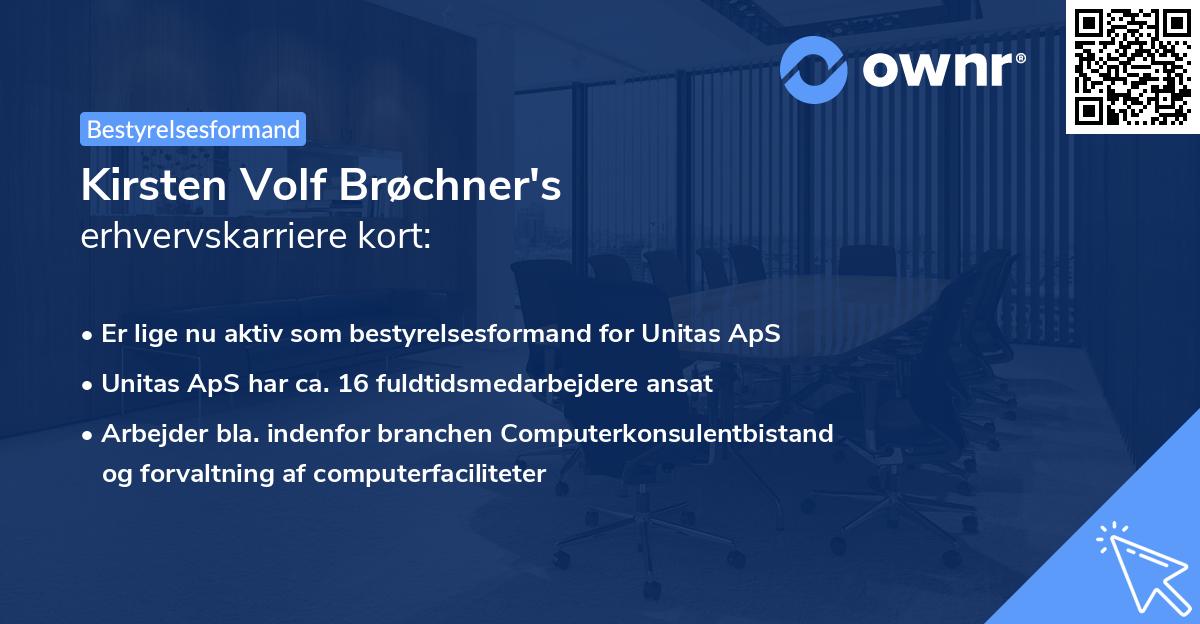 Kirsten Volf Brøchner's erhvervskarriere kort