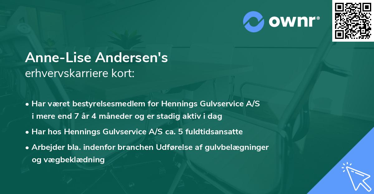 Anne-Lise Andersen's erhvervskarriere kort