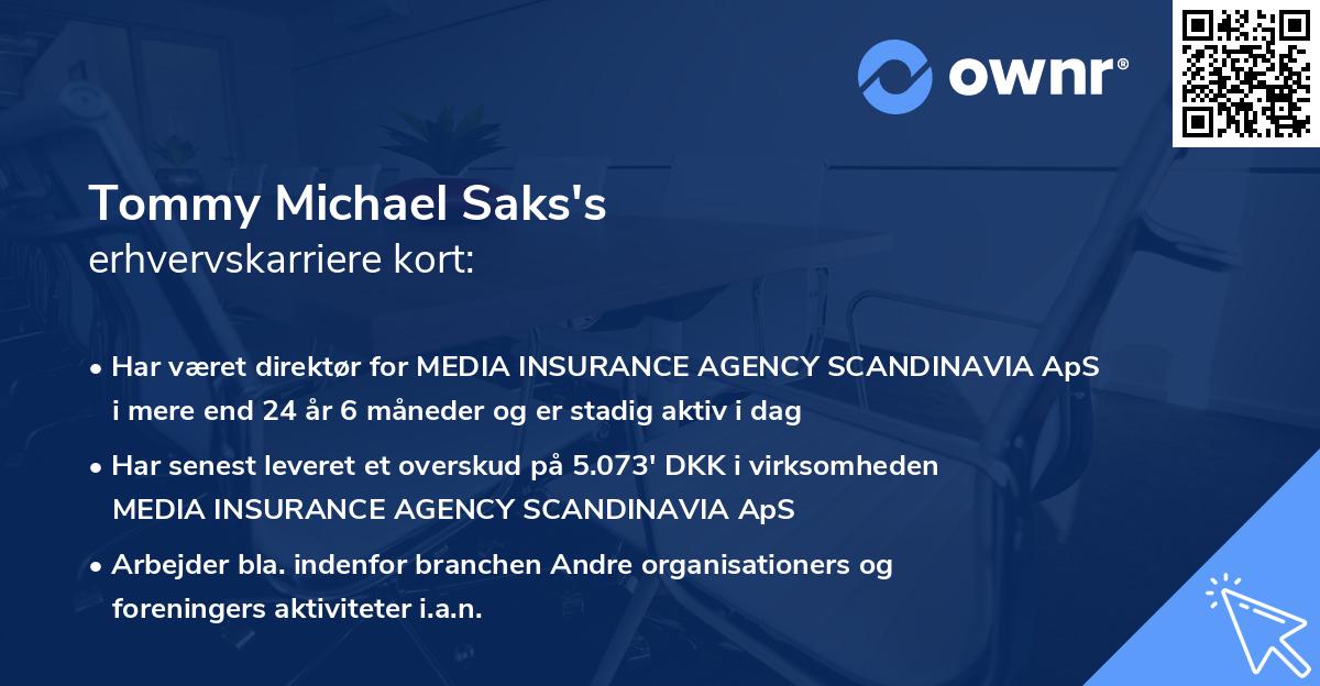 Tommy Michael Saks's erhvervskarriere kort