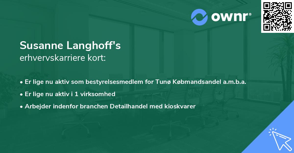 Susanne Langhoff's erhvervskarriere kort
