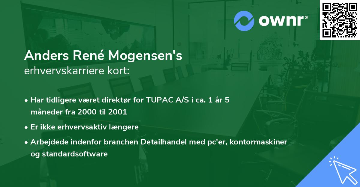 Anders René Mogensen's erhvervskarriere kort