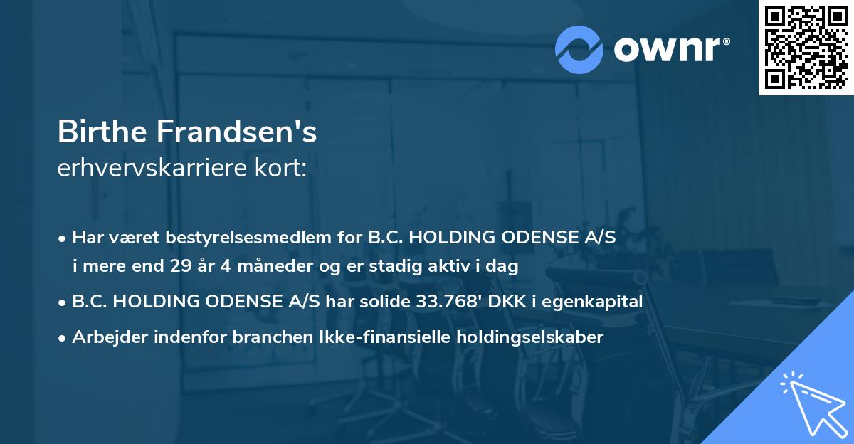Birthe Frandsen's erhvervskarriere kort