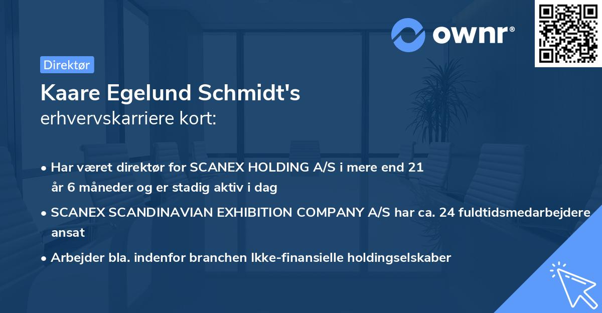 Kaare Egelund Schmidt's erhvervskarriere kort