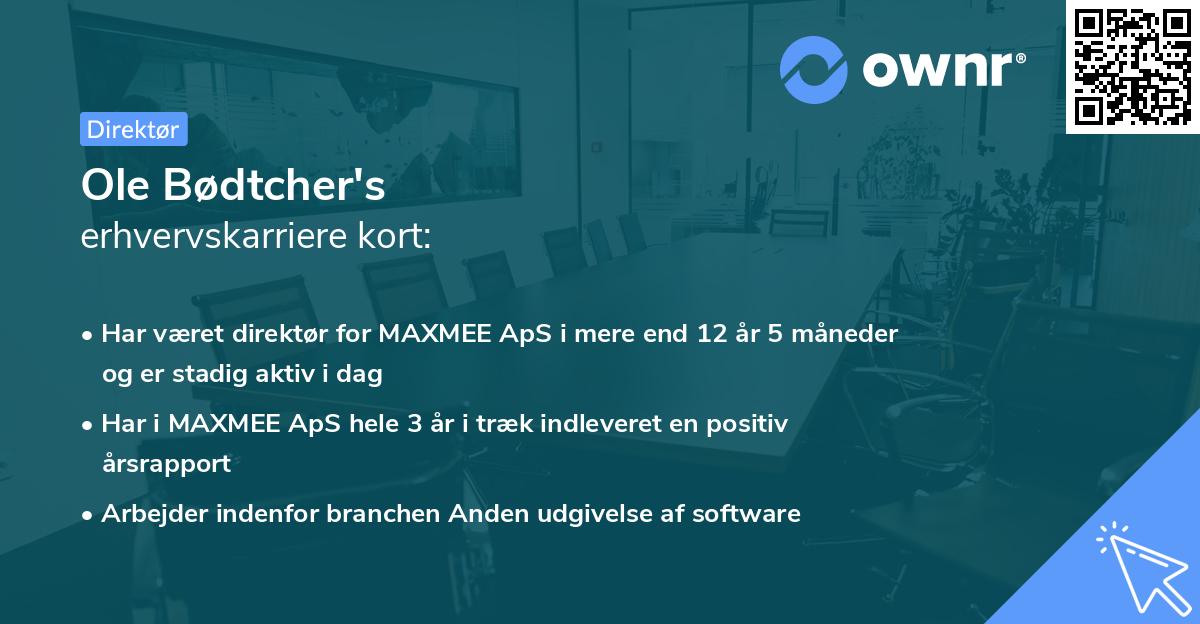Ole Bødtcher's erhvervskarriere kort