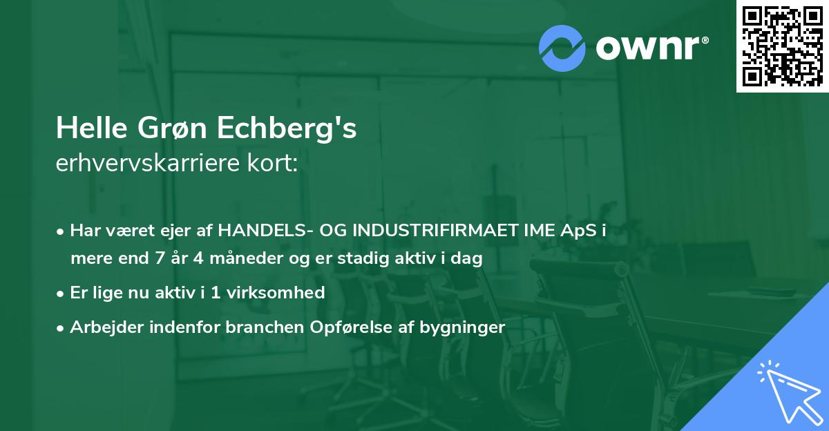 Helle Grøn Echberg's erhvervskarriere kort