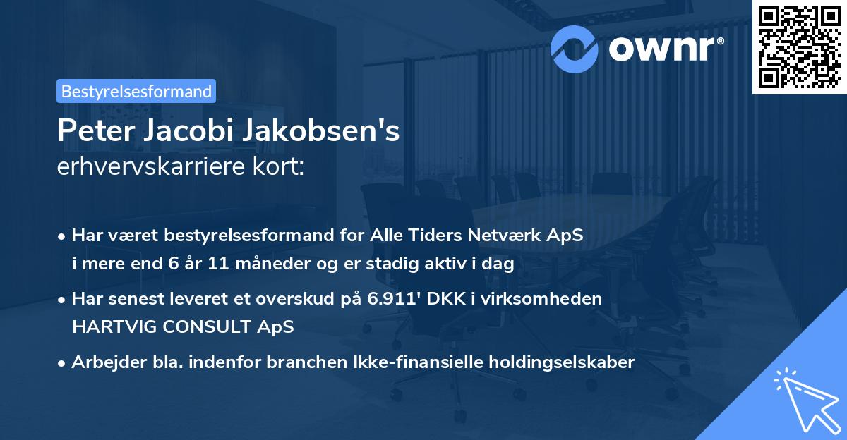 Peter Jacobi Jakobsen's erhvervskarriere kort