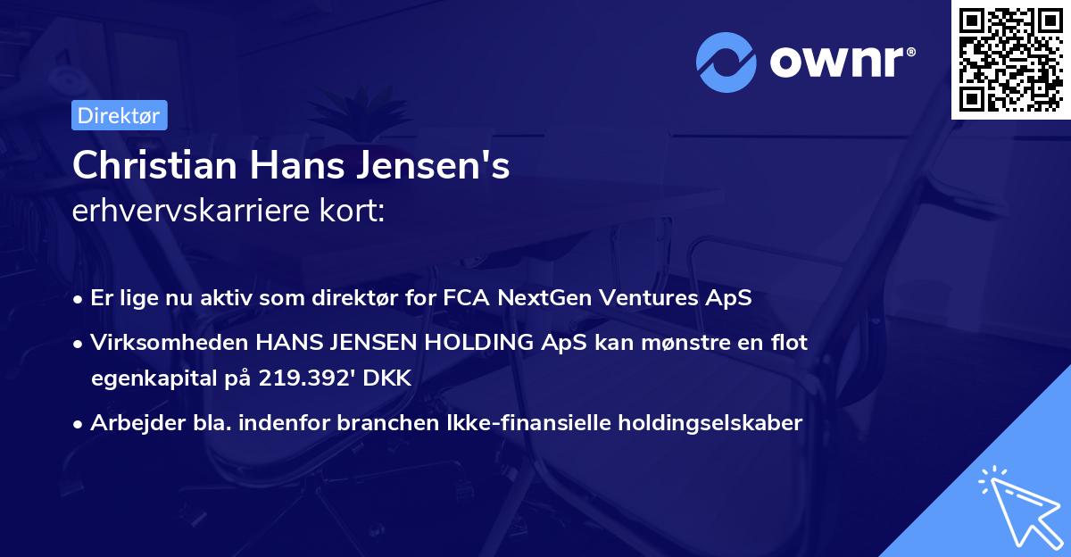 Christian Hans Jensen's erhvervskarriere kort