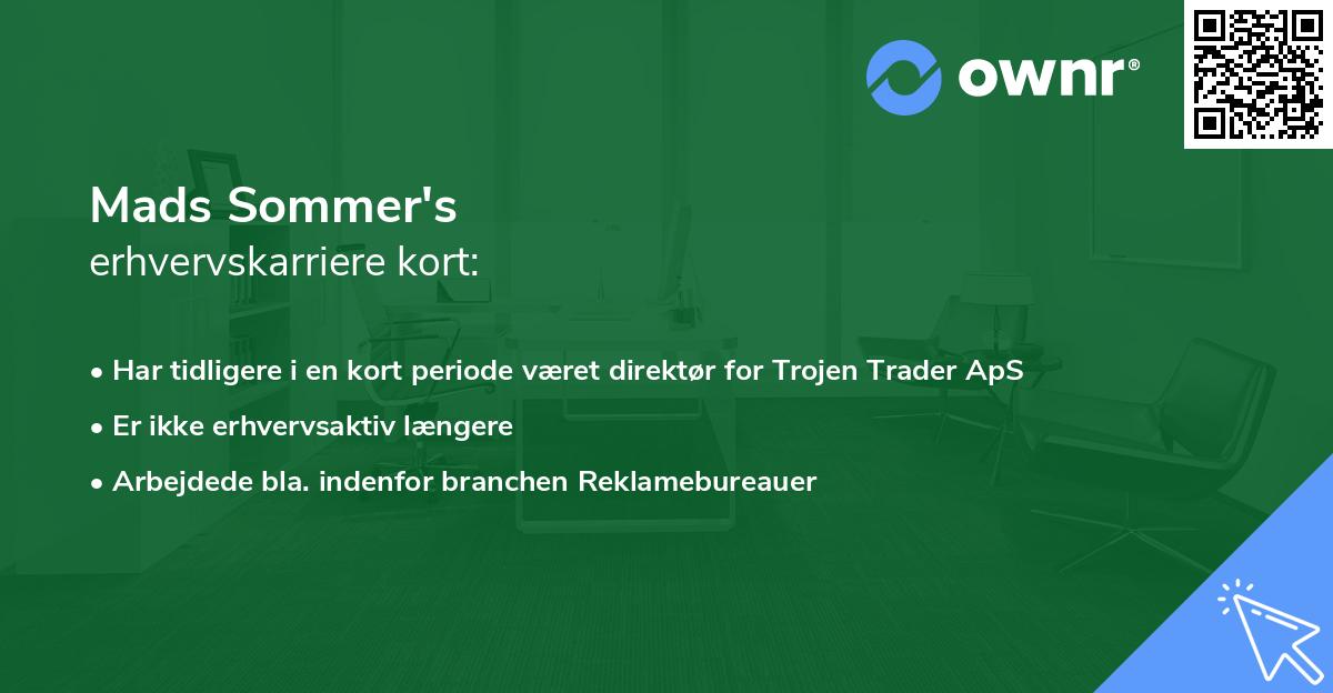 Mads Sommer's erhvervskarriere kort