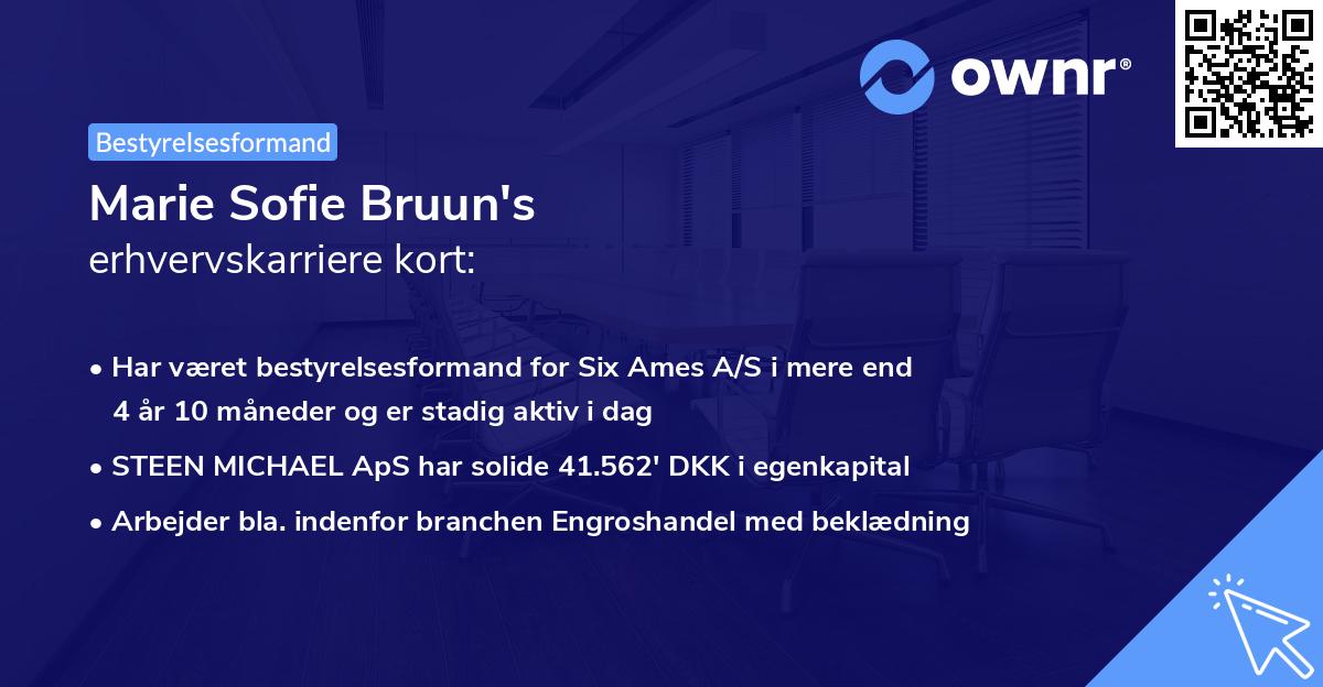 Marie Sofie Bruun's erhvervskarriere kort