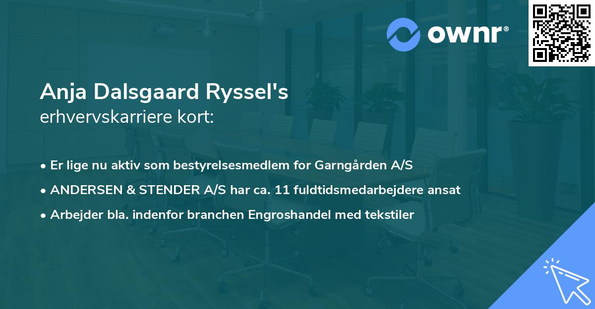 Anja Dalsgaard Ryssel's erhvervskarriere kort