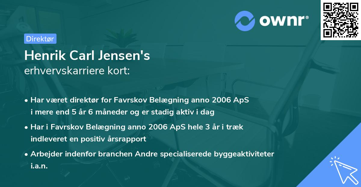 Henrik Carl Jensen's erhvervskarriere kort