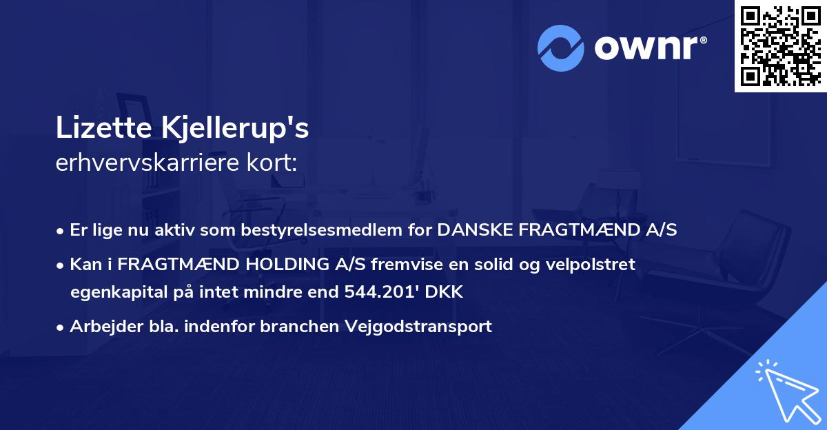 Lizette Kjellerup's erhvervskarriere kort