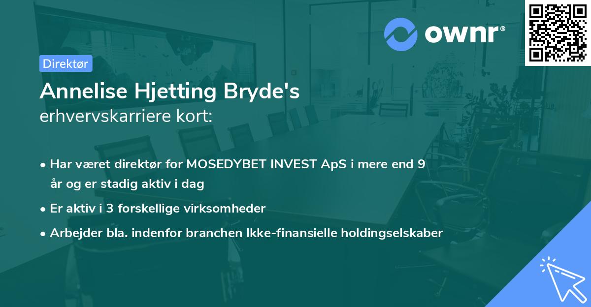 Annelise Hjetting Bryde's erhvervskarriere kort