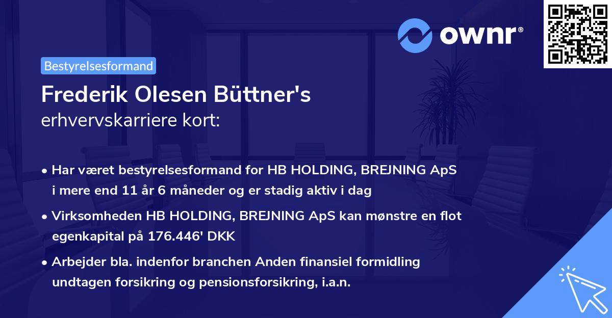 Frederik Olesen Büttner's erhvervskarriere kort