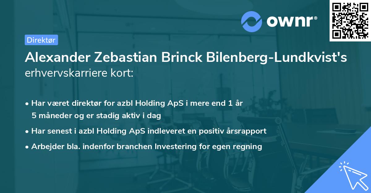 Alexander Zebastian Brinck Bilenberg-Lundkvist's erhvervskarriere kort