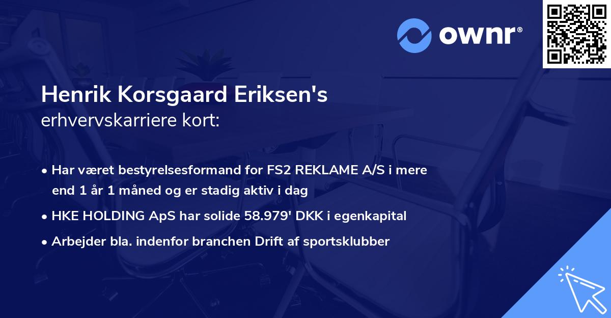 Henrik Korsgaard Eriksen's erhvervskarriere kort