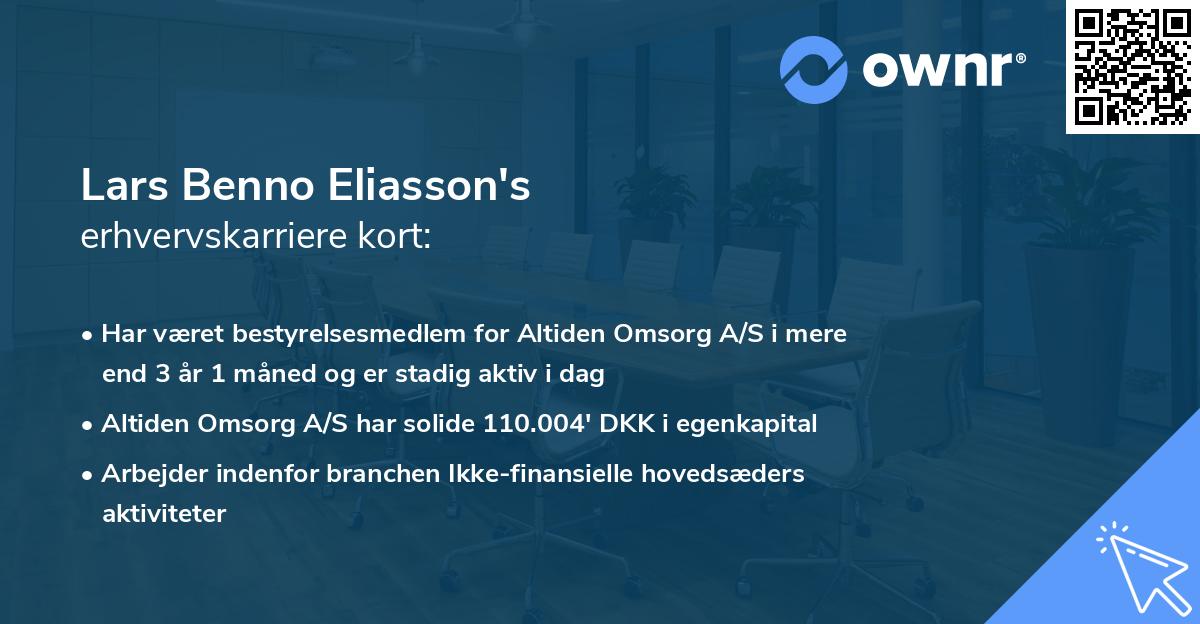 Lars Benno Eliasson's erhvervskarriere kort
