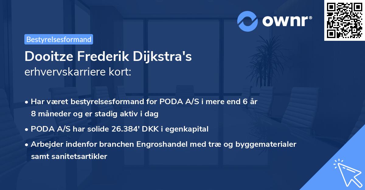 Dooitze Frederik Dijkstra's erhvervskarriere kort