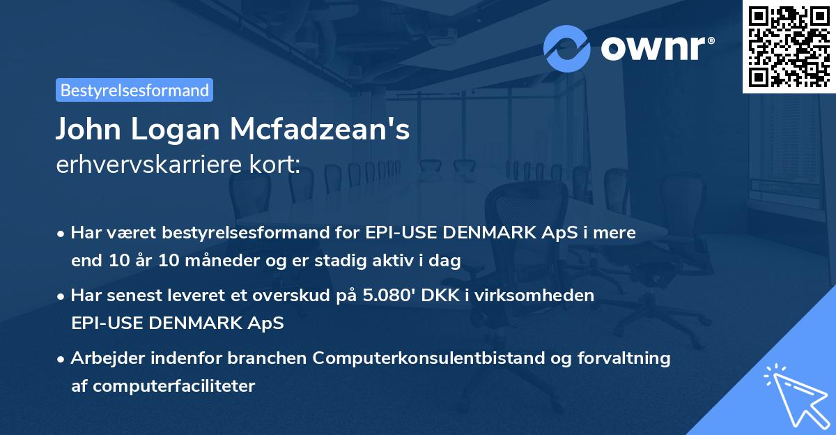 John Logan Mcfadzean's erhvervskarriere kort