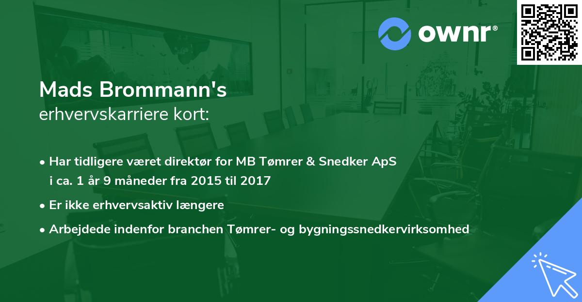 Mads Brommann's erhvervskarriere kort