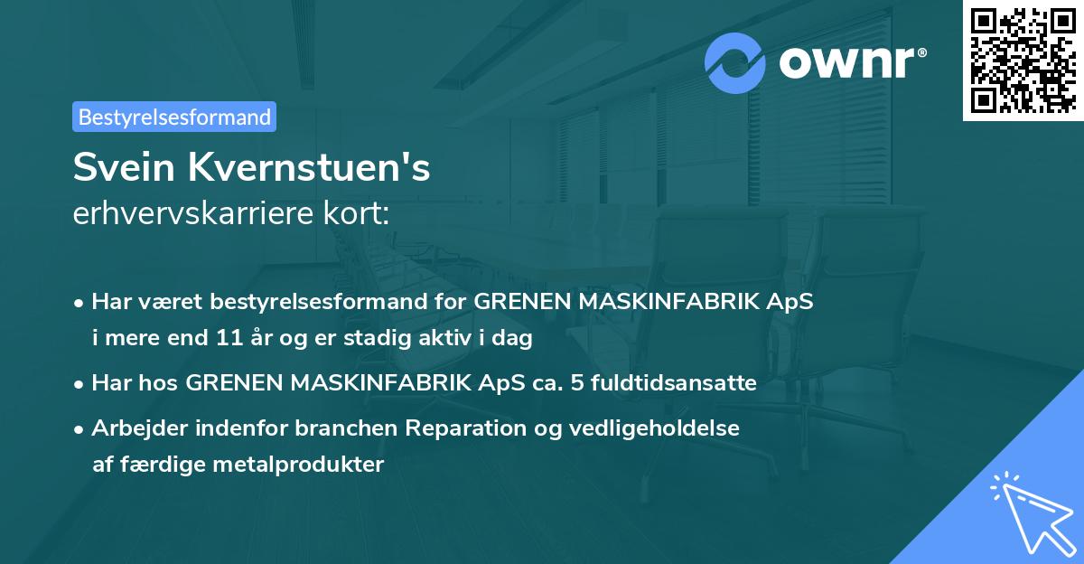 Svein Kvernstuen's erhvervskarriere kort