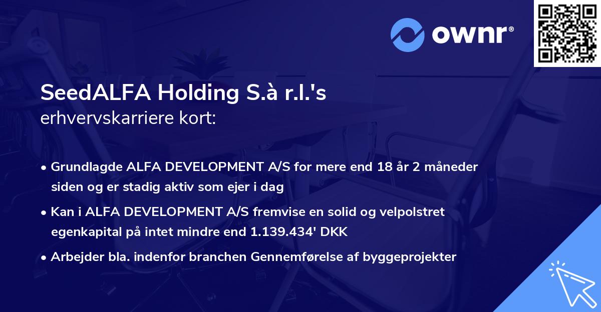 SeedALFA Holding S.à r.l.'s erhvervskarriere kort